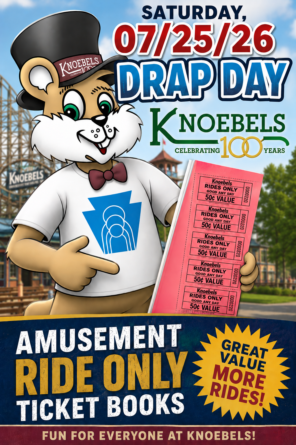 DRAP Day @ Knoebels - Amusement Ride Only Ticket Books