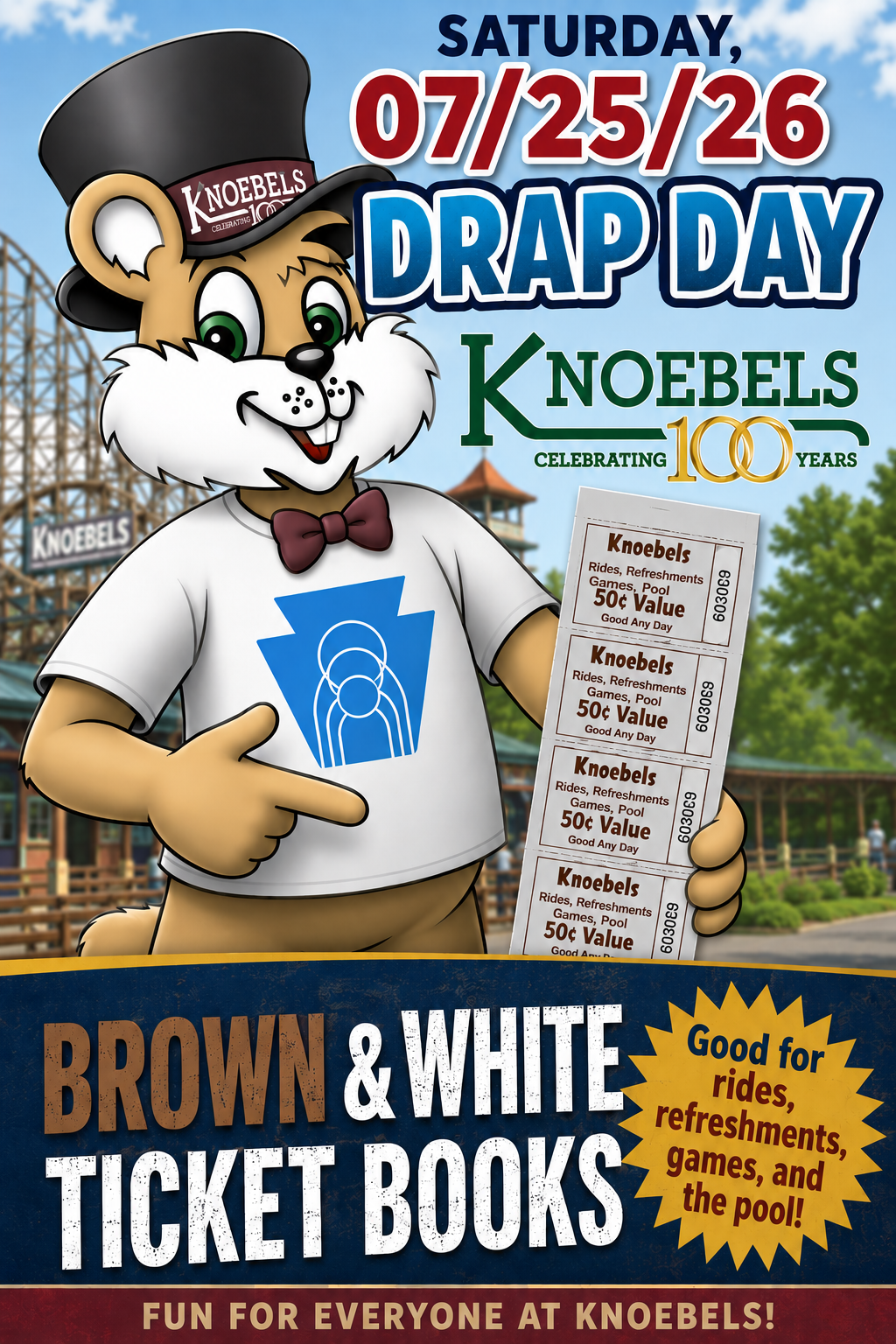 DRAP Day @ Knoebels - Brown & White Ticket Books